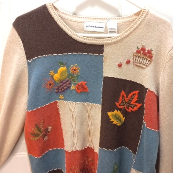 Alfred Dunner Sweaters Alfred Dunner Fall Embroidered Cotton